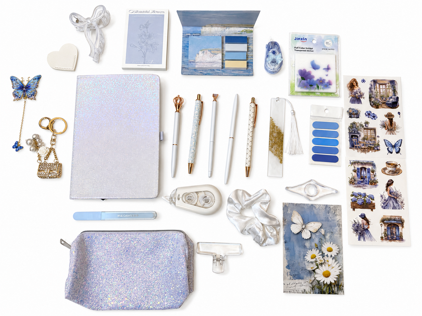 Elegant Blue & White Stationery Bundle ✨